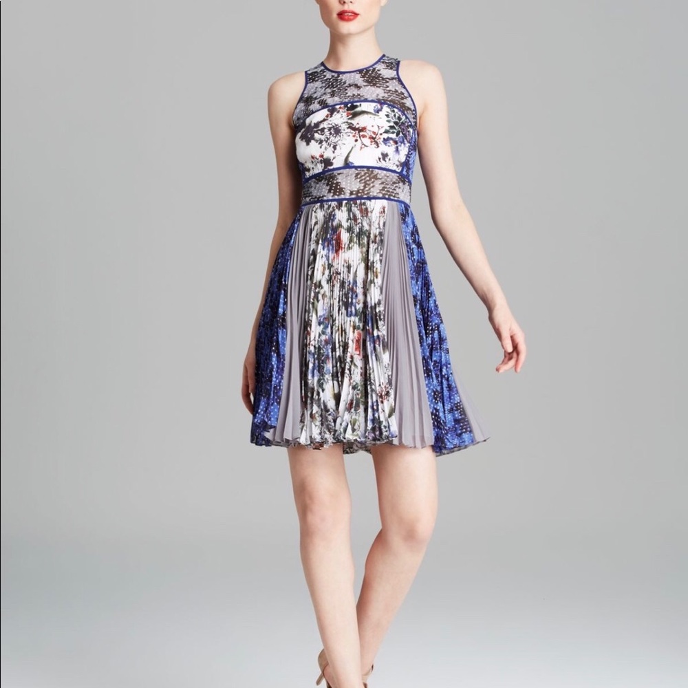 Rebecca Taylor Grey Gardens Pleated Silk Dress Sz0